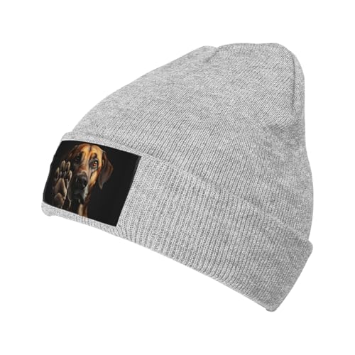 BREAUX Strickmütze mit Pfotenabdruck, warmes und modisches Accessoire, passend für Outdoor-Aktivitäten von BREAUX