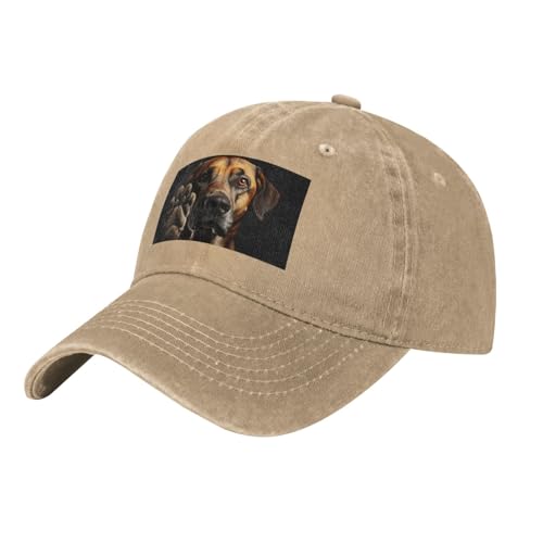 Baseballkappe mit Hundepfotenabdruck, Denim-Baseballkappe für Erwachsene, geeignet für Outdoor-Sportarten alle Jahreszeiten von BREAUX