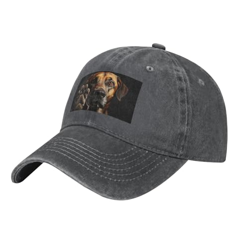 Baseballkappe mit Hundepfotenabdruck, Denim-Baseballkappe für Erwachsene, geeignet für Outdoor-Sportarten alle Jahreszeiten von BREAUX