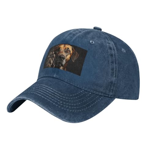 Baseballkappe mit Hundepfotenabdruck, Denim-Baseballkappe für Erwachsene, geeignet für Outdoor-Sportarten alle Jahreszeiten von BREAUX