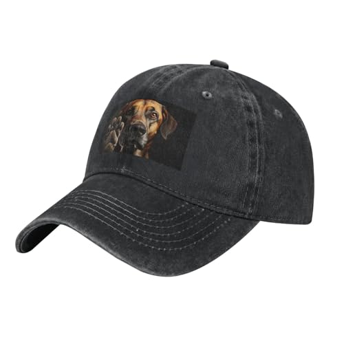 Baseballkappe mit Hundepfotenabdruck, Denim-Baseballkappe für Erwachsene, geeignet für Outdoor-Sportarten alle Jahreszeiten von BREAUX