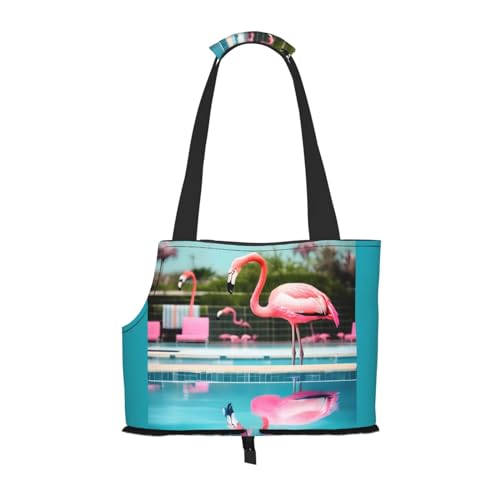 Flamingo und Schwimmbäder Druck Haustier tragbare faltbare Umhängetasche kleine und mittelgroße Katze und Hund tragbarer Rucksack von BREAUX