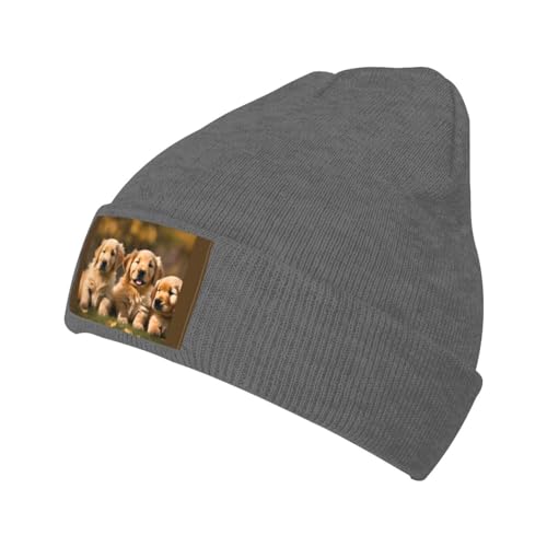 Golden Retriever Hunde Welpen Haustiere Bedruckte Wollmütze Strickmütze Outdoor Strickmütze Täglich Warme Mütze Weiche Warme Mütze von BREAUX