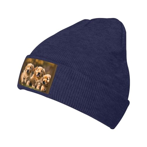 Golden Retriever Hunde Welpen Haustiere Bedruckte Wollmütze Strickmütze Outdoor Strickmütze Täglich Warme Mütze Weiche Warme Mütze von BREAUX