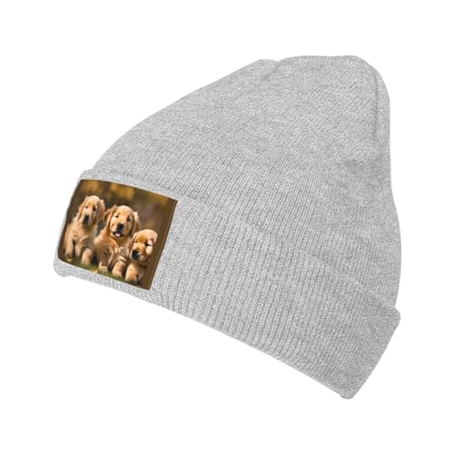 Golden Retriever Hunde Welpen Haustiere Bedruckte Wollmütze Strickmütze Outdoor Strickmütze Täglich Warme Mütze Weiche Warme Mütze von BREAUX