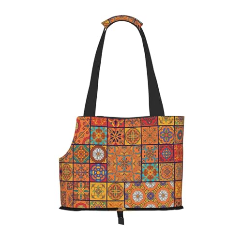 Gruppe von marokkanischen geometrischen Drucken Haustier tragbare Umhängetasche, faltbare Haustiertasche (34 x 15 x 26 cm) von BREAUX