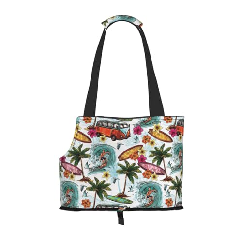 Hawaiian Surfer On Wavy Print Pet Portable Shoulder Bag, Foldable Pet Bag (13.4 X 6.1 X 10.2) Inches. von BREAUX