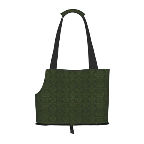 Hunter Green Floral Petals Pattern Print Pet Portable Shoulder Bag, Foldable Pet Bag (13.4 X 6.1 X 10.2 Inches) von BREAUX
