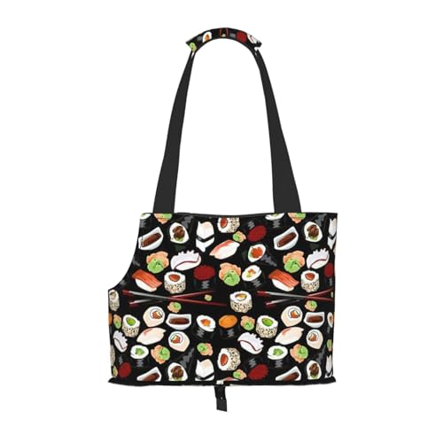 Japanische Sushi-Umhängetasche für Haustiere, tragbar, faltbar, 34 x 15 x 26 cm, Schwarz von BREAUX