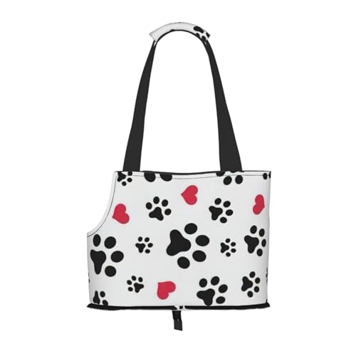 Love Cat Paw Heart Puppy Foot Print Pet Portable Shoulder Bag, Foldable Pet Bag (13.4 X 6.1 X 10.2) Inches. von BREAUX