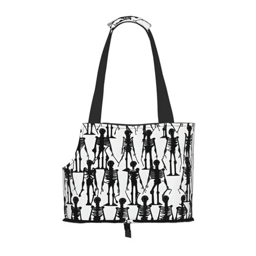 Schwarze tragbare Umhängetasche mit Totenkopf-Motiv, faltbar, 34 x 15 x 26 cm. von BREAUX