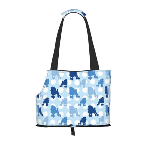Tragbare, faltbare Haustiertasche mit Pudelmuster, 34 x 15 x 26 cm, Blau von BREAUX