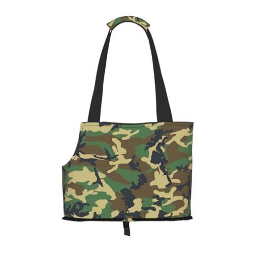 Tragbare Schultertasche für Haustiere, Militär, Camouflage, faltbar, 34 x 15 x 26 cm, Grün von BREAUX