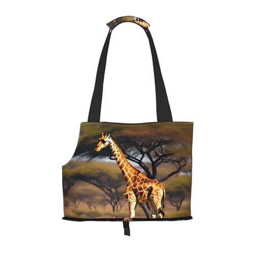 Tragbare Schultertasche für Haustiere, Motiv: Afrika-Giraffe, majestätischer Baumdruck, faltbar, 34 x 15 x 26 cm Tragbare Schultertasche für Haustiere, Motiv: Afrika-Giraffe, majestätischer Baumdruck, faltbar, 34 x 15 x 26 cm von BREAUX