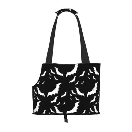 Tragbare Schultertasche für Haustiere, Motiv: Halloween-Fledermäuse, faltbar, 34 x 15 x 26 cm. von BREAUX