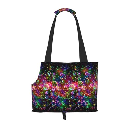 Tragbare Schultertasche für Haustiere, bunt, Regenbogen-Sterne, faltbar, 34 x 15 x 26 cm. von BREAUX