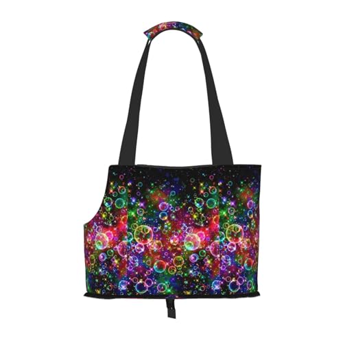 Tragbare Schultertasche für Haustiere, bunt, Regenbogen-Sterne, faltbar, 34 x 15 x 26 cm. von BREAUX