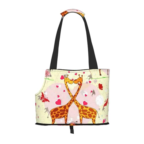 Tragbare Umhängetasche für Haustiere, Giraffe, Herz, Blume, Schmetterling, 34 x 15 x 26 cm von BREAUX