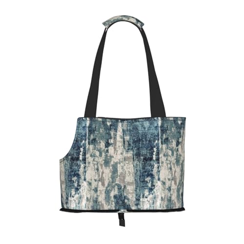 Tragbare Umhängetasche für Haustiere, abstrakt, blau, faltbar, 34 x 15 x 26 cm. von BREAUX