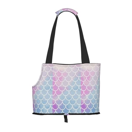 Tragbare Umhängetasche für Haustiere, bunt, Meerjungfrauen-Druck, faltbare Haustiertasche (34 x 15 x 26 cm). von BREAUX