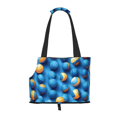 Tragbare Umhängetasche für Haustiere, mit Volleyball-Druck, faltbar, 34 x 15 x 26 cm, Blau von BREAUX