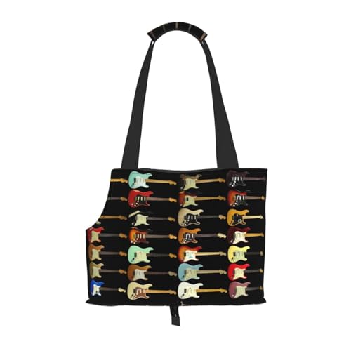 Tragbare Umhängetasche für Haustiere, mit buntem Gitarren-Druck, faltbare Haustiertasche (34 x 15 x 26 cm). von BREAUX