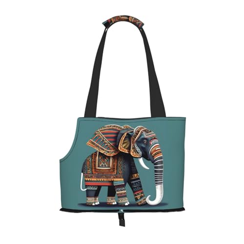 Tragbare Umhängetasche mit Azteken-Elefantenmuster, faltbar, 34 x 15 x 26 cm. von BREAUX