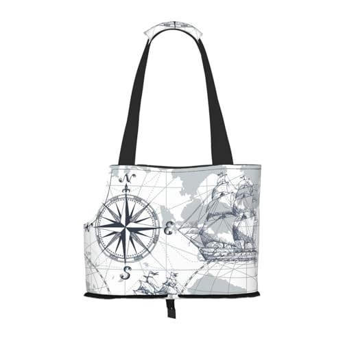 Tragbare Umhängetasche mit Bootskarten-Druck, faltbare Haustiertasche (34 x 15 x 26 cm). von BREAUX