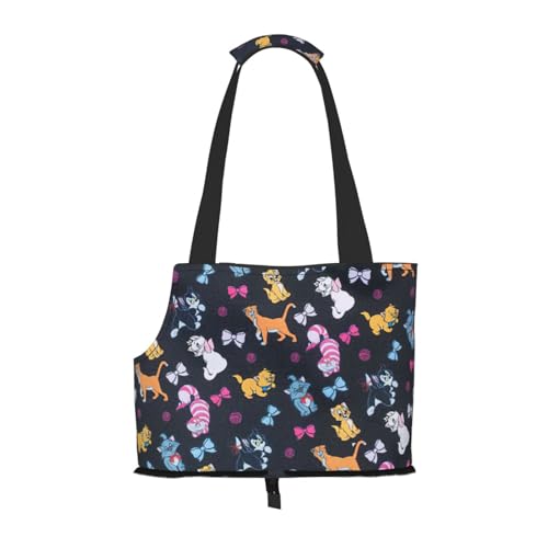 Tragbare Umhängetasche mit Cartoon-Katzen-Druck, faltbare Haustiertasche (34 x 15 x 26 cm). von BREAUX