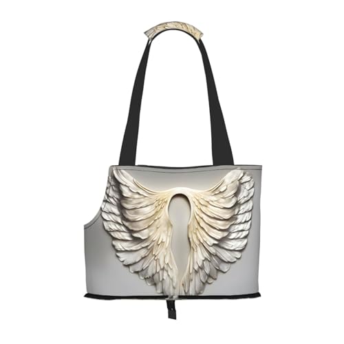 Tragbare Umhängetasche mit Engelsflügel-Druck, faltbare Haustiertasche (34 x 15 x 26 cm). von BREAUX
