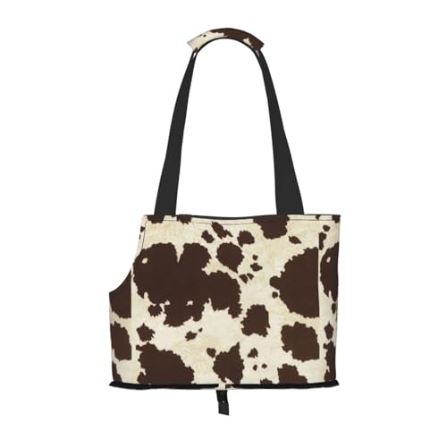 Tragbare Umhängetasche mit Kuhfell-Aufdruck, faltbare Haustiertasche (34 x 15 x 26 cm). von BREAUX
