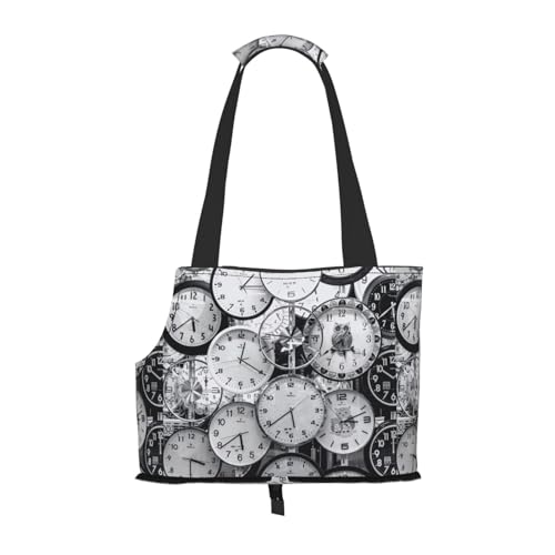 Tragbare Umhängetasche mit Uhr-Kunstdruck, faltbar, 34 x 15 x 26 cm. von BREAUX