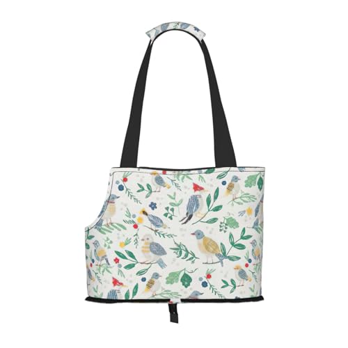 Tragbare Umhängetasche mit Vogel- und Blumendruck, faltbare Haustiertasche (34 x 15 x 26 cm). von BREAUX