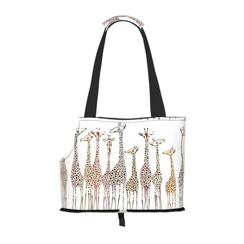 Tragbare Umhängetasche mit niedlichem Cartoon-Giraffen-Druck, faltbare Haustiertasche (34 x 15 x 26 cm). von BREAUX