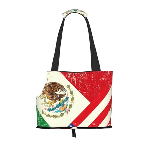 Tragbare faltbare Umhängetasche mit mexikanischer amerikanischer Flagge, kleiner und mittelgroßer Katzen- und Hunde-Rucksack. von BREAUX