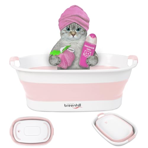 BREENHILL Faltbare Hundebadewanne für kleine Hunde und Katzen, tragbare Welpenbadewanne mit Wasserablaufstopfen, platzsparende faltbare Haustierbadewanne für drinnen und draußen, Rosa BREENHILL Faltbare Hundebadewanne für kleine Hunde und Katzen, tragbare Welpenbadewanne mit Wasserablaufstopfen, platzsparende faltbare Haustierbadewanne für drinnen und draußen, Rosa von BREENHILL