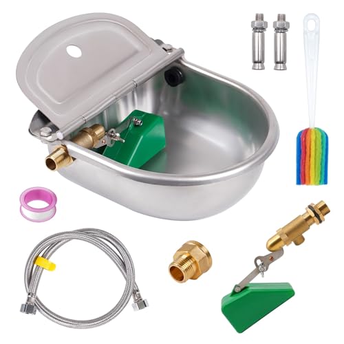 BREUAILY Automatische Tränke Rinder Edelstahl Vieh Wassertrog mit Messing Ventil Schwimmerventil and 80cm Geflechtschlauch für Rinder Pferde Schafe Ziege Hunde Schweine BREUAILY Automatische Tränke Rinder Edelstahl Vieh Wassertrog mit Messing Ventil Schwimmerventil and 80cm Geflechtschlauch für Rinder Pferde Schafe Ziege Hunde Schweine von BREUAILY