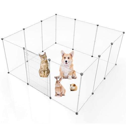BRIAN & DANY Kleintiergehege, Laufstall Kleintiere Gehege für Kleintiere, Freigehege für Kaninchen, Welpe, Meerschweinchen - 12 Platten 180 x 90 x 75 cm von BRIAN & DANY