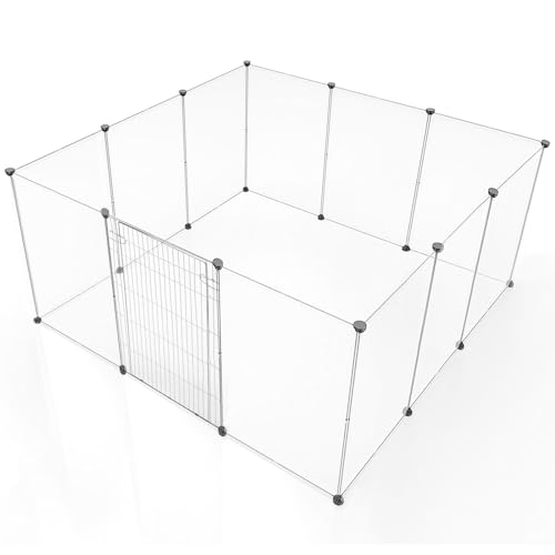 BRIAN & DANY Haustier Laufstall, Tragbarer Kleintiere Laufstall mit Barred Gate, Kunststoff Welpenlaufstall Indoor für Hamster, Welpen, Kaninchen, Ratte, Meerschweinchen, 12 Paneele, 203 x 101 x 71 von BRIAN & DANY