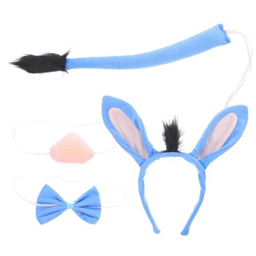 BRIGHTFUFU Donkey Tierkostüm mit Elastischem Nasenband und Schleife Kuschelige Tierkostüm Accessoires für Halloween Weihnachten Ostern und Mottopartys von BRIGHTFUFU