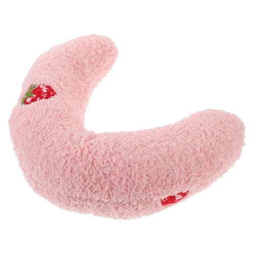 BRIGHTFUFU U förmiges Katzenkissen Sanft Gepolstert Nackenstütze für Kätzchen Indoor Katzen Kuschelkissen Unterstützt Tiefen Schlaf Rosa Erdbeer Design von BRIGHTFUFU