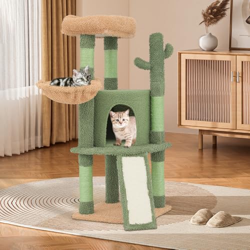 BRIGHTORIA Kratzbaum mit Kratzstämmen, Kaktus Design Katzenturm Katzenhaus Condo Sitzstange und Flauschiger Ball Federball Kleine Katzenbäume für Indoor Katzen, 42 Zoll, Grün/Braun BRIGHTORIA Kratzbaum mit Kratzstämmen, Kaktus Design Katzenturm Katzenhaus Condo Sitzstange und Flauschiger Ball Federball Kleine Katzenbäume für Indoor Katzen, 42 Zoll, Grün/Braun von BRIGHTORIA