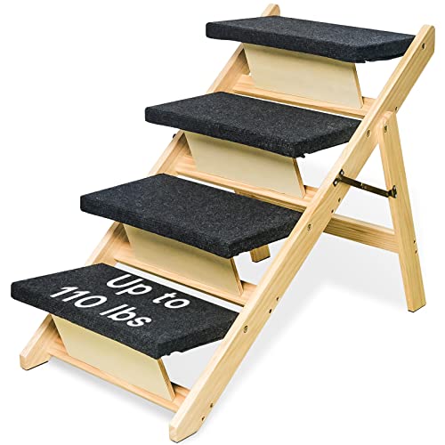 BRIKY 2 in 1 Hundetreppe Rampe mit 4 Stufen, Faltbare Hundetreppe für Hochbetten Autos Couch, Haltbare Holzhaustiertreppe für Kleine Mittlere Große Hunde, Keine Montage Erforderlich BRIKY 2 in 1 Hundetreppe Rampe mit 4 Stufen, Faltbare Hundetreppe für Hochbetten Autos Couch, Haltbare Holzhaustiertreppe für Kleine Mittlere Große Hunde, Keine Montage Erforderlich von BRIKY