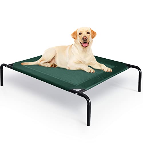 BRIKY Extra großes erhöhtes Hundebett, Outdoor erhöhtes Hundebett, grünes tragbares Haustierbett mit kühlendem waschbarem Netzgewebe, XL von BRIKY
