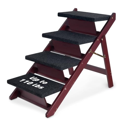 BRIKY Hundetreppe aus Holz, rutschfeste 4-stufige Hundetreppe für Hochbett Couch Autos, Faltbare Haustiertreppe für kleine große mittelgroße Hunde und Katzen, keine Montage erforderlich BRIKY Hundetreppe aus Holz, rutschfeste 4-stufige Hundetreppe für Hochbett Couch Autos, Faltbare Haustiertreppe für kleine große mittelgroße Hunde und Katzen, keine Montage erforderlich von BRIKY