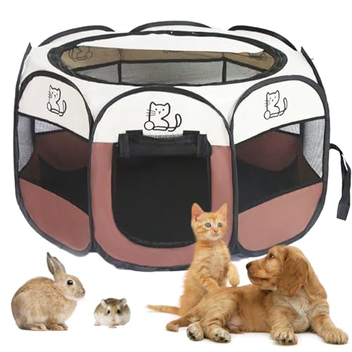 Welpenauslauf 74x74x43cm, BRIMOREA Katzenkäfig Hundekäfig für zuhause, Gitterbox Hund Wurfbox für Katzen Kaninchenstall innen Katzengehege Balkon Katzenkäfig für Draußen Hasen Auslauf(Braune Katze) Welpenauslauf 74x74x43cm, BRIMOREA Katzenkäfig Hundekäfig für zuhause, Gitterbox Hund Wurfbox für Katzen Kaninchenstall innen Katzengehege Balkon Katzenkäfig für Draußen Hasen Auslauf(Braune Katze) von BRIMOREA