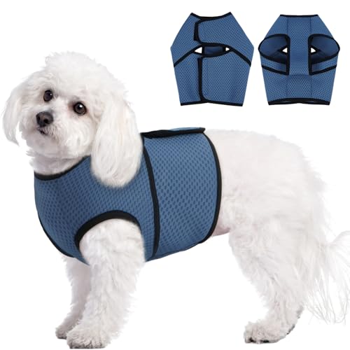 BRKURLEG Hunde-Angst-Shirt, verstellbare Angstweste, Jacke für kleine, mittelgroße und große Hunde, beruhigendes Shirt für Gewitter, Feuerwerk, Training und Trennung, Seeblau, Größe M von BRKURLEG