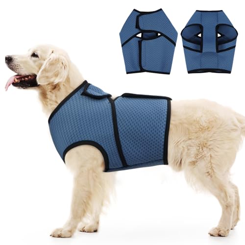 BRKURLEG Hunde-Angst-Shirt, verstellbare Angstweste, Jacke für kleine, mittelgroße und große Hunde, beruhigendes Shirt für Gewitter, Feuerwerk, Training und Trennung, Seeblau, Größe XXL von BRKURLEG