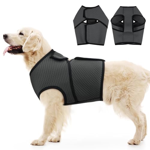 BRKURLEG Hunde-Angst-Shirt, verstellbare beruhigende Weste, Jacke für kleine, mittelgroße und große Hunde, Anti-Angst-Mantel für Gewitter, Feuerwerk, Training und Trennung, Dunkelgrau, Größe XXL von BRKURLEG