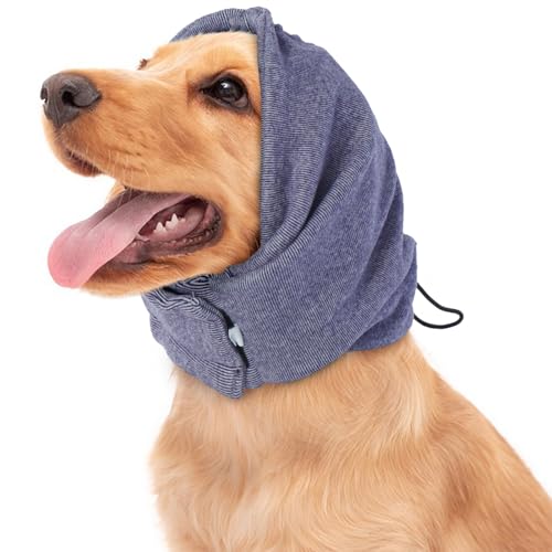 BRKURLEG Hunde-Ohrenschutz zur Angstlinderung, Ohrenschützer für Lärmschutz, beruhigende Hunde-Kapuzen-Kapuzenhaube, ruhige Ohren für Hunde, Fellpflege, Baden, warme Winter-Ohrenschal (lila, L) von BRKURLEG